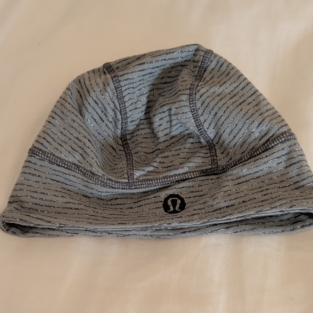 lululemon athletica Light Gray Striped Performance Beanie
